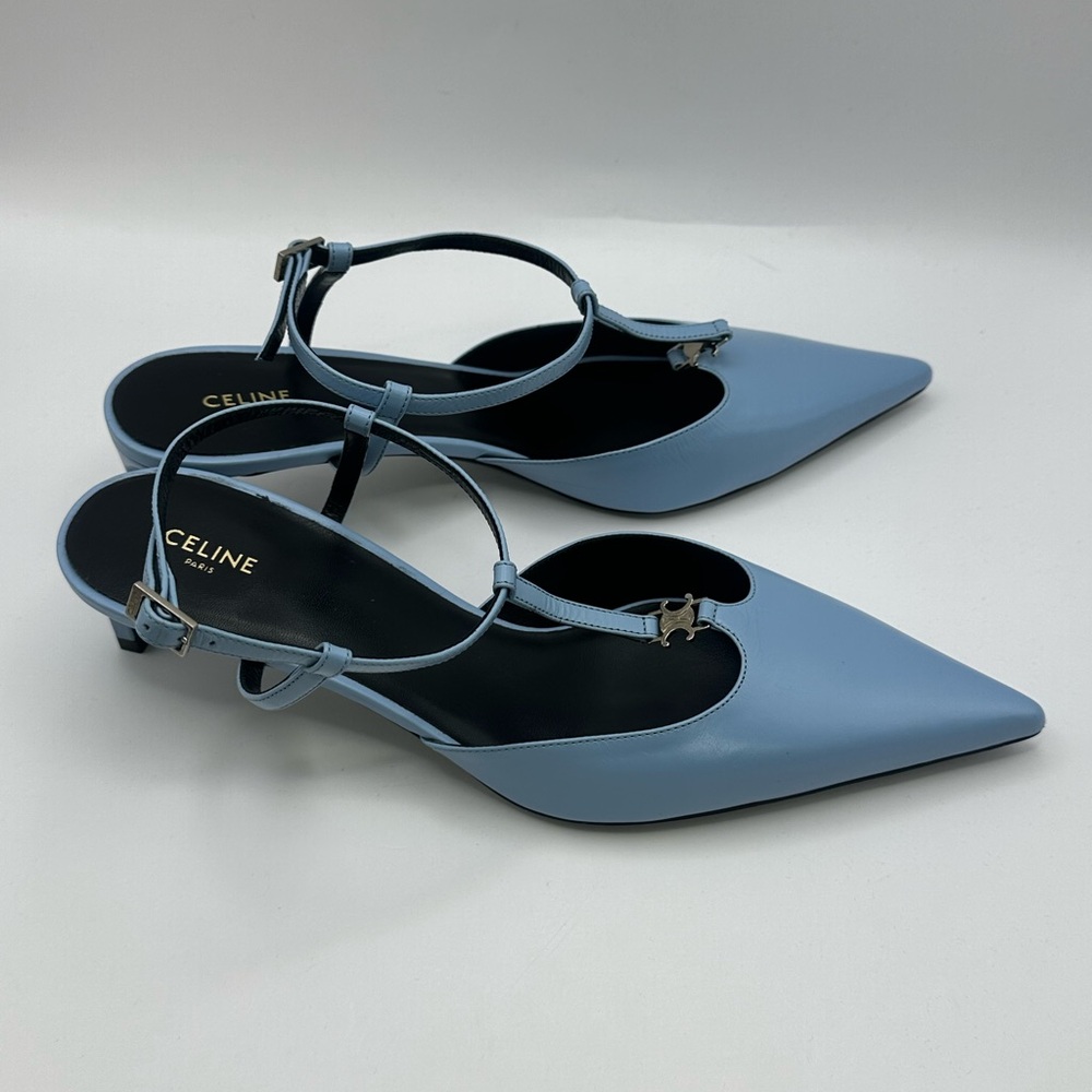 Celine Women's Kitten Triomphe Strap Leather Pump - Picture 9 of 9